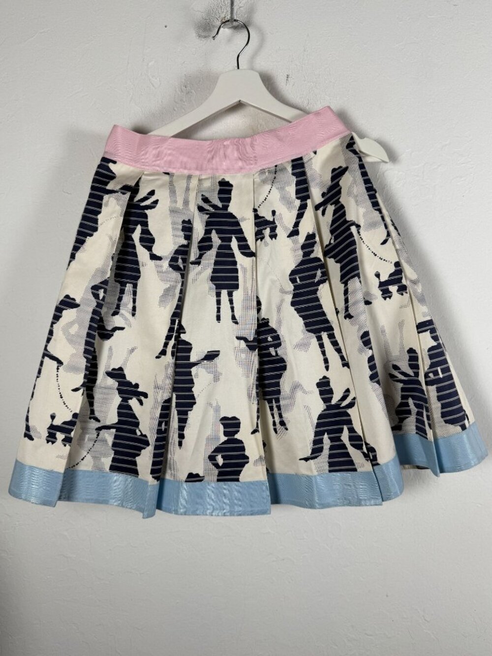 Charles Nolan Womens Novelty Print Poodle Pleated Skirt Size 2 Pink Blue Pocket
